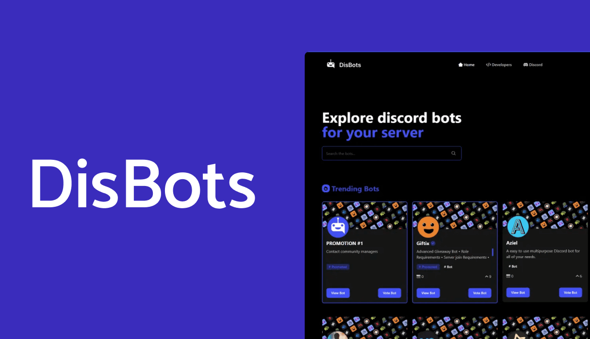 DisBots- A discovery and promotion platform for Discord bots.